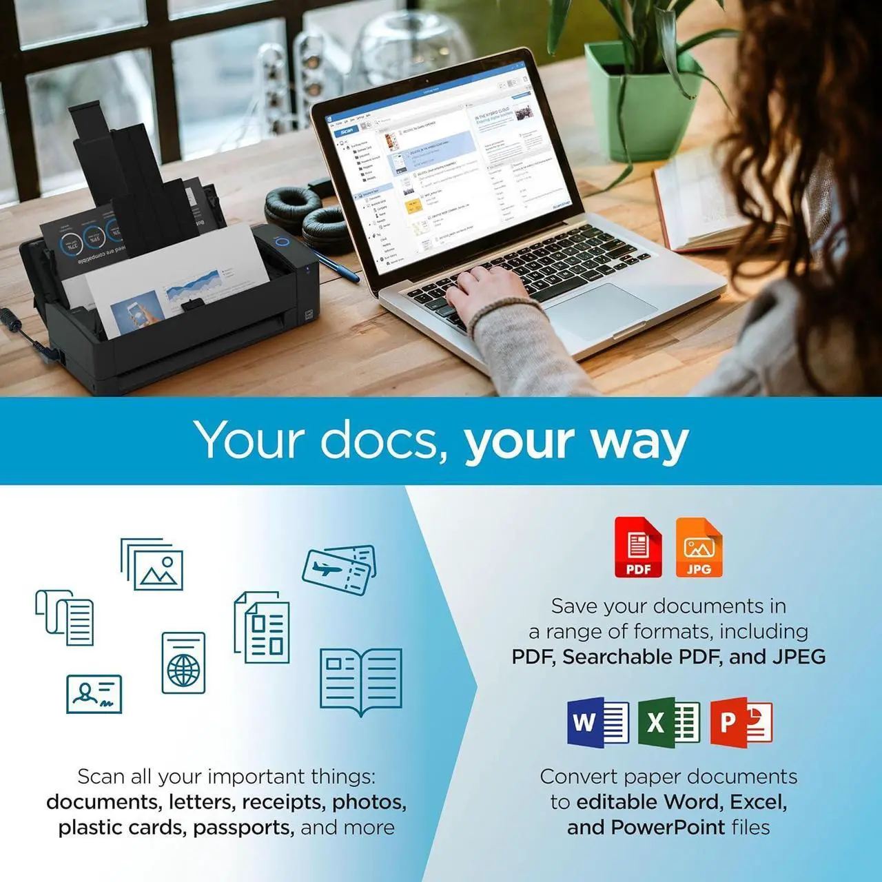 Alt view image 5 of 6 - ScanSnap iX1300 Compact Wireless or USB Double-Sided Color Document, Photo & Receipt Scanner with Auto Document Feeder and Manual Feeder for Mac or PC, White
