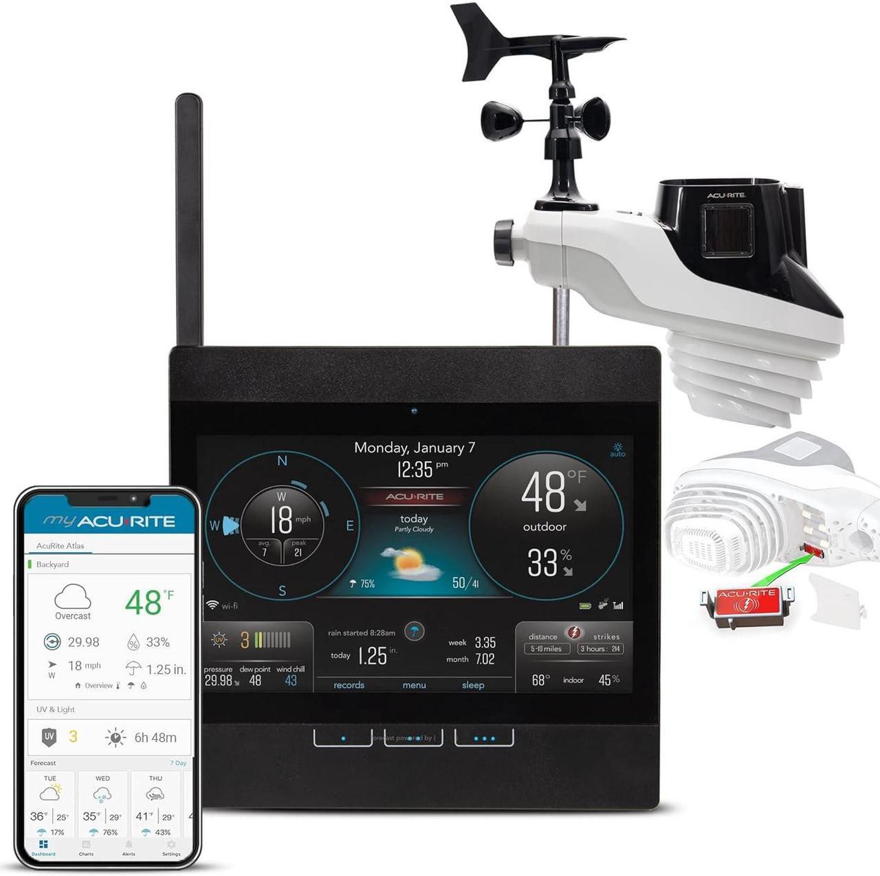 Main image of Professional Home Weather Station with WiFi Display, Lightning Detection, Temperature, Humidity, Rain Gauge, Wind Speed/Direction Sensors