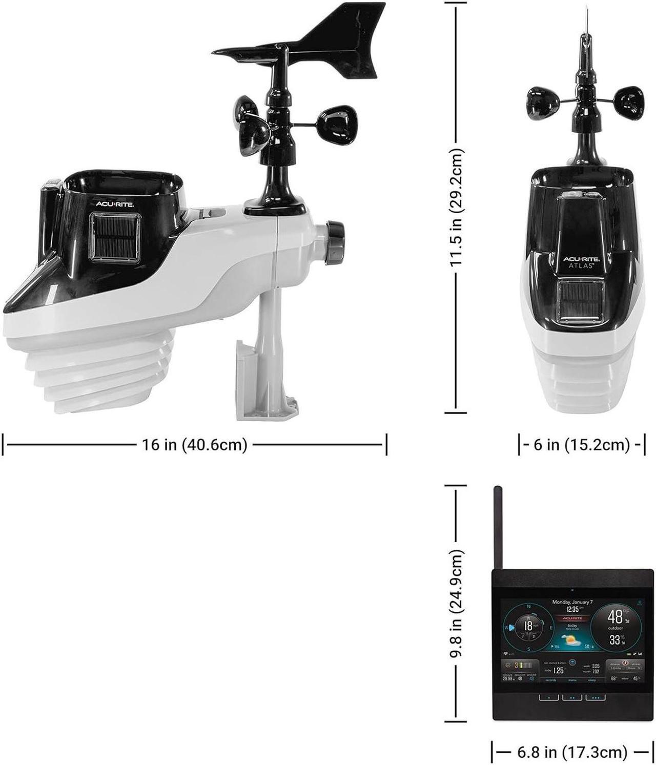 Alt view image 5 of 7 - Professional Home Weather Station with WiFi Display, Lightning Detection, Temperature, Humidity, Rain Gauge, Wind Speed/Direction Sensors