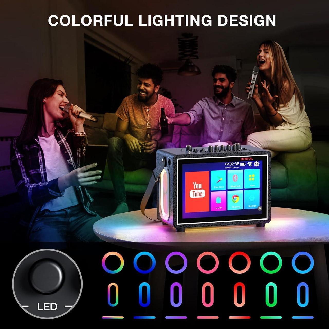 Alt view image 6 of 7 - Machine with Lyrics Display,12.1-inch capacitive Touch Screen wift YouTube APP Online Play, Portable Bluetooth Speaker PA System with WiFi, HDMI for Home TV Outdoor Party(Stand Included)
