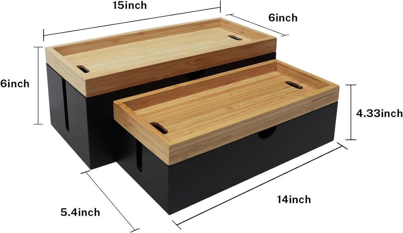 Alt view image 2 of 7 - Cable Management Box, Large Cord Organizer Box Cable Box to Hide Wires & Power Strips for Desktop Storage Cord Holder for Office Home,No Assembley Required