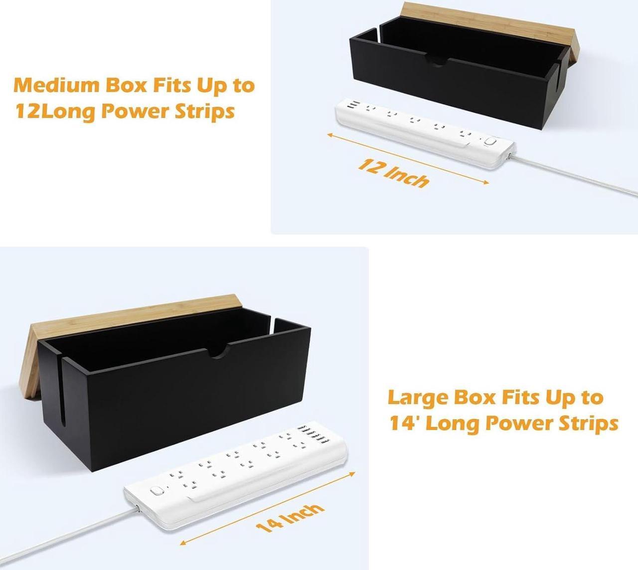 Alt view image 7 of 7 - Cable Management Box, Large Cord Organizer Box Cable Box to Hide Wires & Power Strips for Desktop Storage Cord Holder for Office Home,No Assembley Required