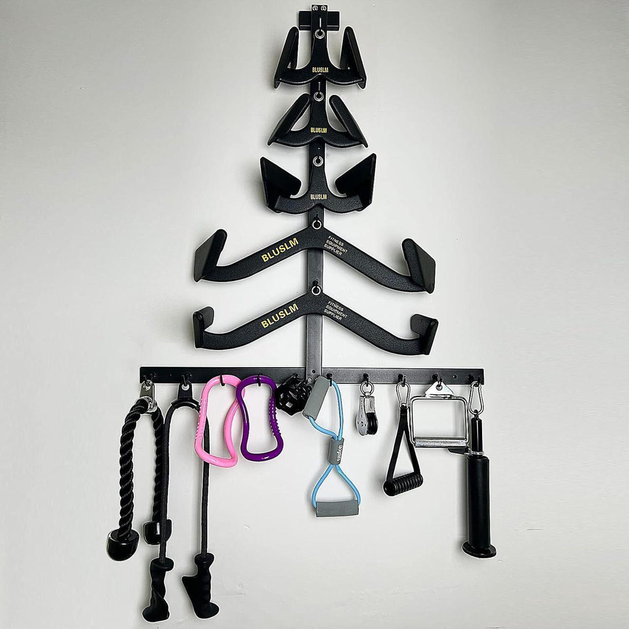 Alt view image 3 of 7 - Gym Fitness LAT Pull Down Bar Storage Rack for Mag Grip, Heavy Duty A-Frame Stand for LAT Pulldown Attachments & LAT Bar