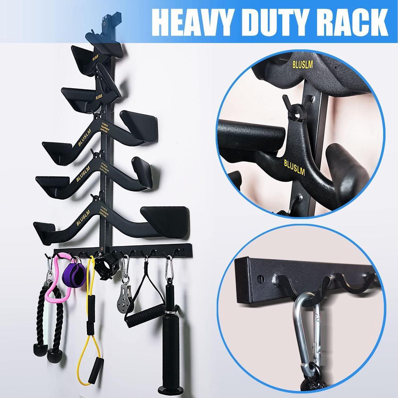 Alt view image 4 of 7 - Gym Fitness LAT Pull Down Bar Storage Rack for Mag Grip, Heavy Duty A-Frame Stand for LAT Pulldown Attachments & LAT Bar