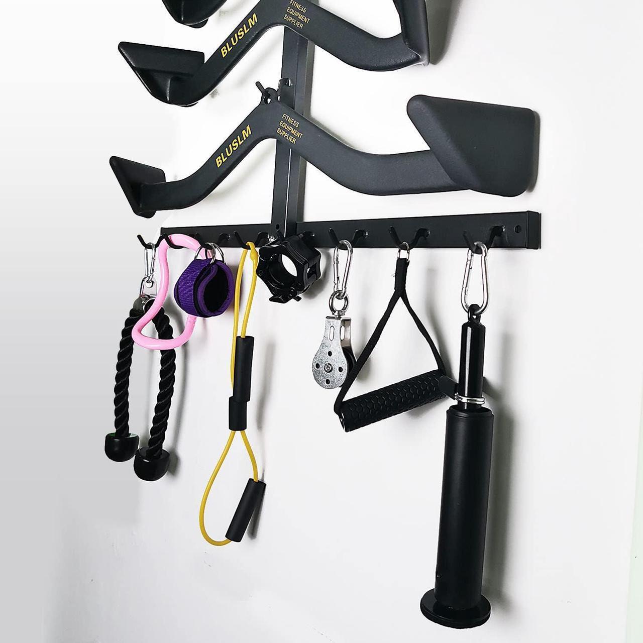 Alt view image 6 of 7 - Gym Fitness LAT Pull Down Bar Storage Rack for Mag Grip, Heavy Duty A-Frame Stand for LAT Pulldown Attachments & LAT Bar