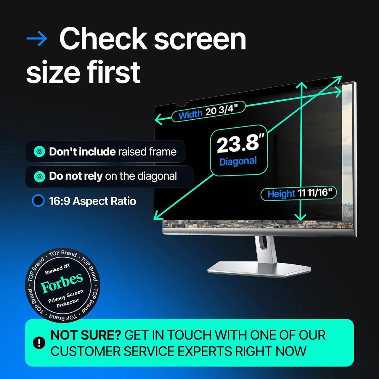 Alt view image 4 of 7 - 23.8 Inch 16:9 Computer Privacy Screen Filter for Widescreen Monitor and Laptop - Anti-Glare - Anti-Scratch Protector Film - Data Confidentiality Shield [2 Pack]