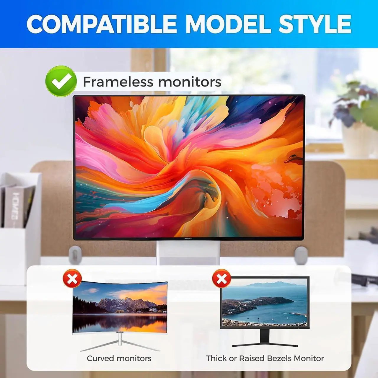 Alt view image 4 of 7 - Hidden Design Magnetic Computer Privacy Screen 24 inch, Removable Privacy Screen Filter for Frameless Monitor 16:9 Widescreen, Anti Blue Light Privacy Shield, Anti-Glare Protector