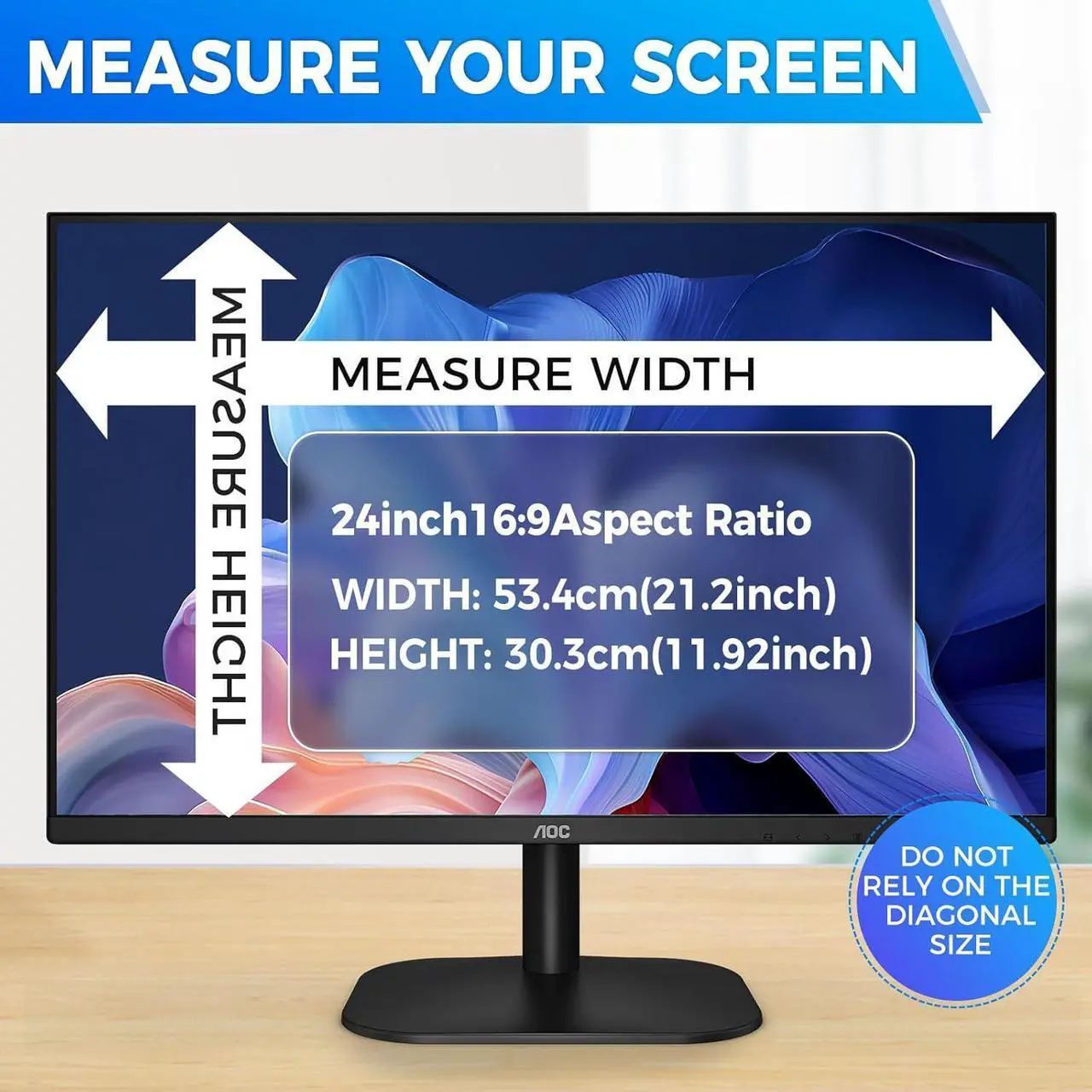 Alt view image 5 of 7 - Hidden Design Magnetic Computer Privacy Screen 24 inch, Removable Privacy Screen Filter for Frameless Monitor 16:9 Widescreen, Anti Blue Light Privacy Shield, Anti-Glare Protector