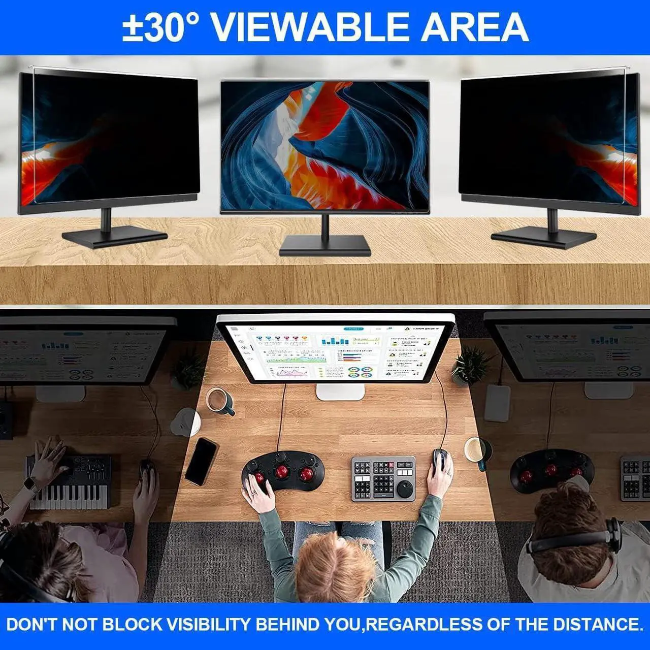Alt view image 3 of 7 - Computer Privacy Screen Filter 27" Hanging Privacy Screen Protector Compatible Widescreen Computer Monitor with Aspect Ratio 16:9,Anti-Glare Privacy Screen Protector (27" Diagonal (16:9))
