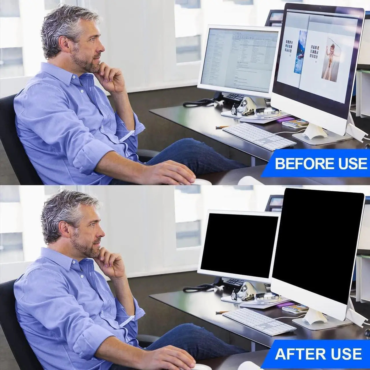 Alt view image 5 of 7 - Computer Privacy Screen Filter 27" Hanging Privacy Screen Protector Compatible Widescreen Computer Monitor with Aspect Ratio 16:9,Anti-Glare Privacy Screen Protector (27" Diagonal (16:9))