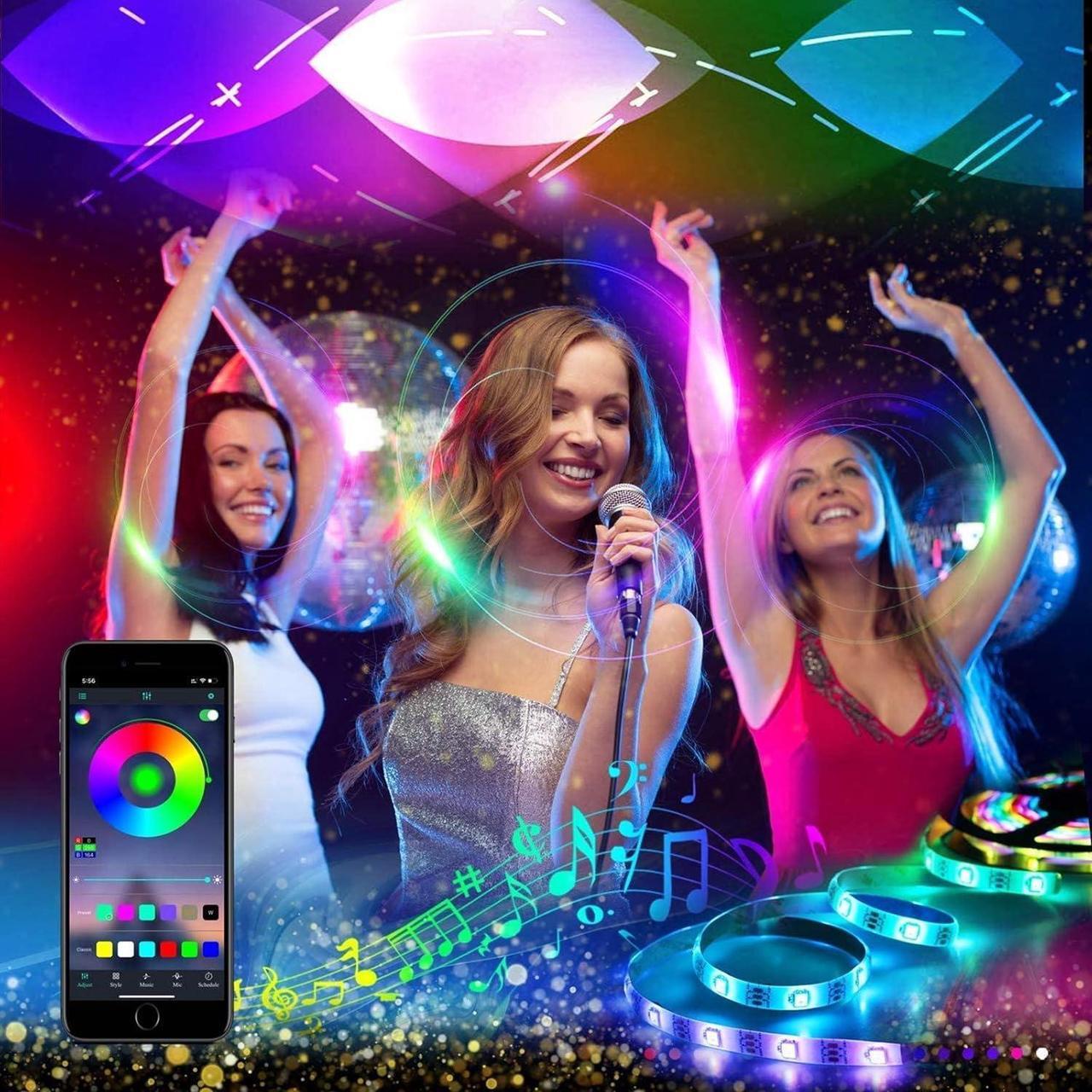 Alt view image 3 of 7 - 131.2ft/40M Led Light Strips Music Sync Color Changing RGB Led Strip Built-in Mic,Bluetooth led Lights App Control with Remote,5050 RGB Rope Lights for Bedroom, Home Party Christmas