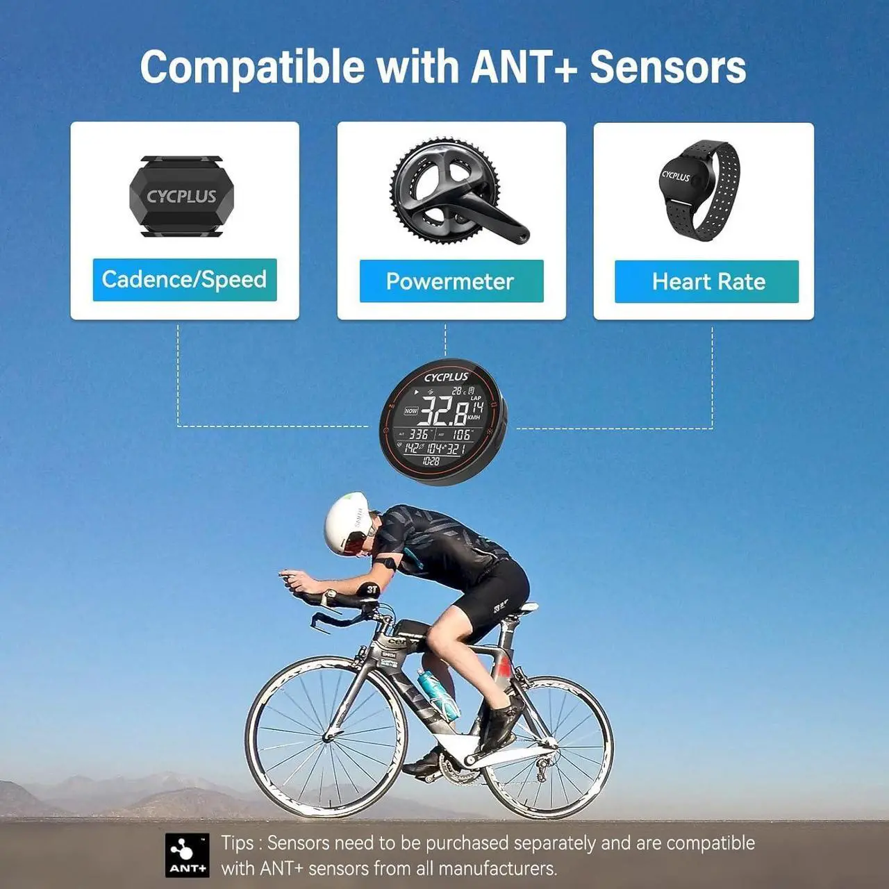 Alt view image 4 of 7 - GPS Bike Computer, Wireless Cycling Computer, ANT+ Bluetooth Bicycle Computer Mini Speedometer Odometer Waterproof MTB Tracker, Rechargeable with 2.5 Inch Screen for Bikers Outdoor Cycling