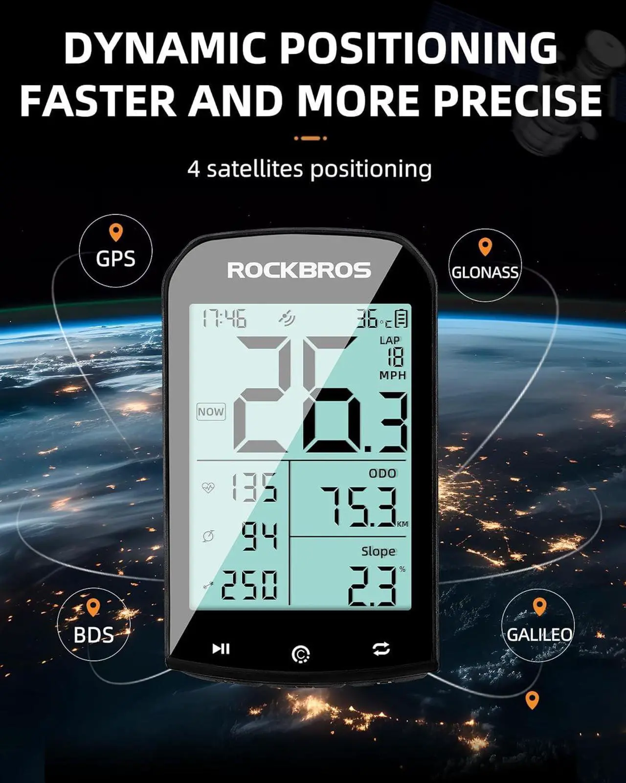 Alt view image 4 of 6 - Bike Computer Wireless Cycling Computers ANT+ Bluetooth Bike Speedometer Odometer Bicycle Computer with Speed Cadence Sensor for Riding Cycling Waterproof 2.9inch LCD Screen