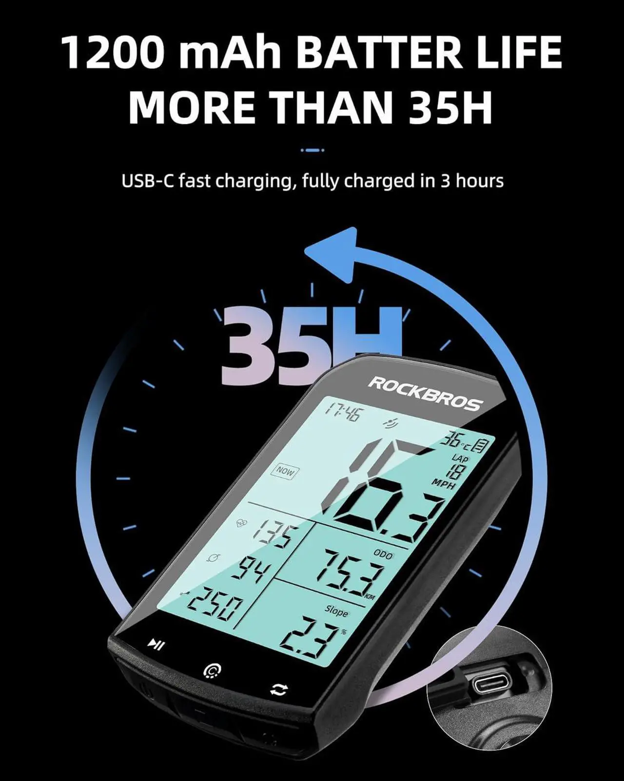 Alt view image 5 of 6 - Bike Computer Wireless Cycling Computers ANT+ Bluetooth Bike Speedometer Odometer Bicycle Computer with Speed Cadence Sensor for Riding Cycling Waterproof 2.9inch LCD Screen