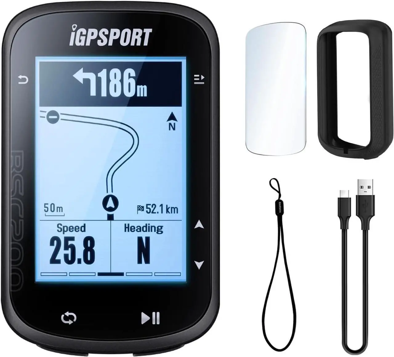 Main image of BSC200 Bike Computer Wireless, 2.5 Inch ANT+ Cycling Speedometer and Odometer GPS with Bluetooth, Type-C Charging and Automatic Backlight, IPX7 Waterproof Fits All Electric Bicycle