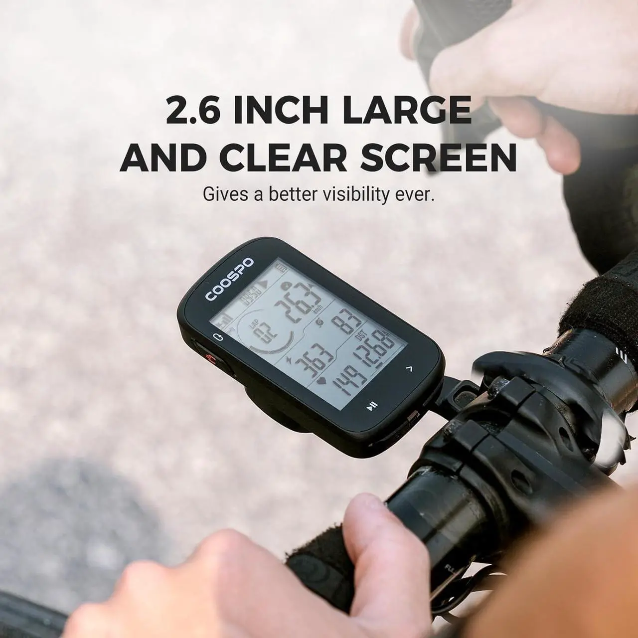 Alt view image 5 of 7 - GPS Bike Computer CS300, Wireless Cycling Computer with 2.6 LCD Screen, Bluetooth5.0 ANT+ Bicycle Speedometer Odometer with Customize Display, Auto-Backlight & 40H Long Battery Life