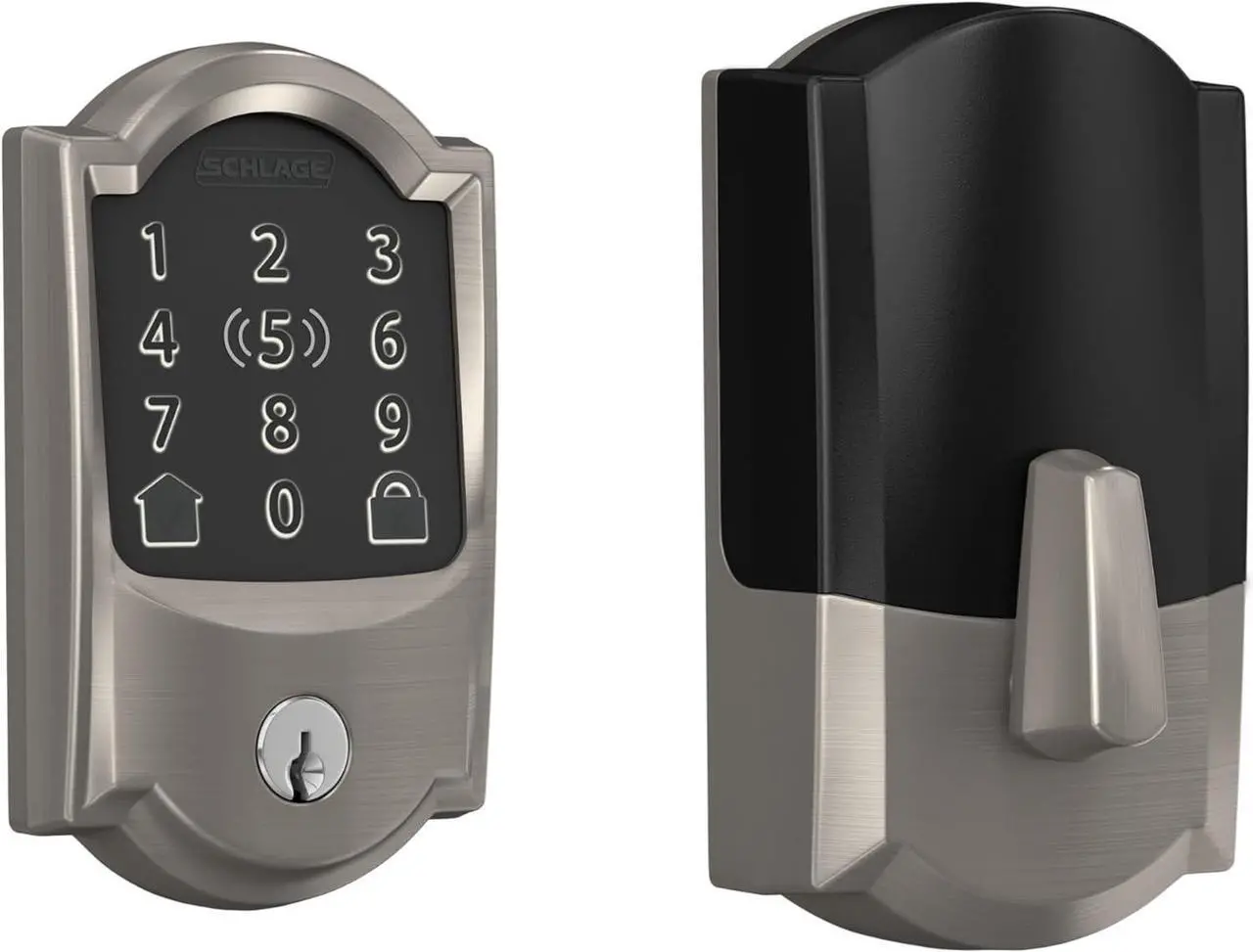 Main image of BE499WB CAM 619 Encode Plus WiFi Deadbolt Smart Lock, Keyless Entry Touchscreen Door Lock with Camelot Trim, Satin Nickel