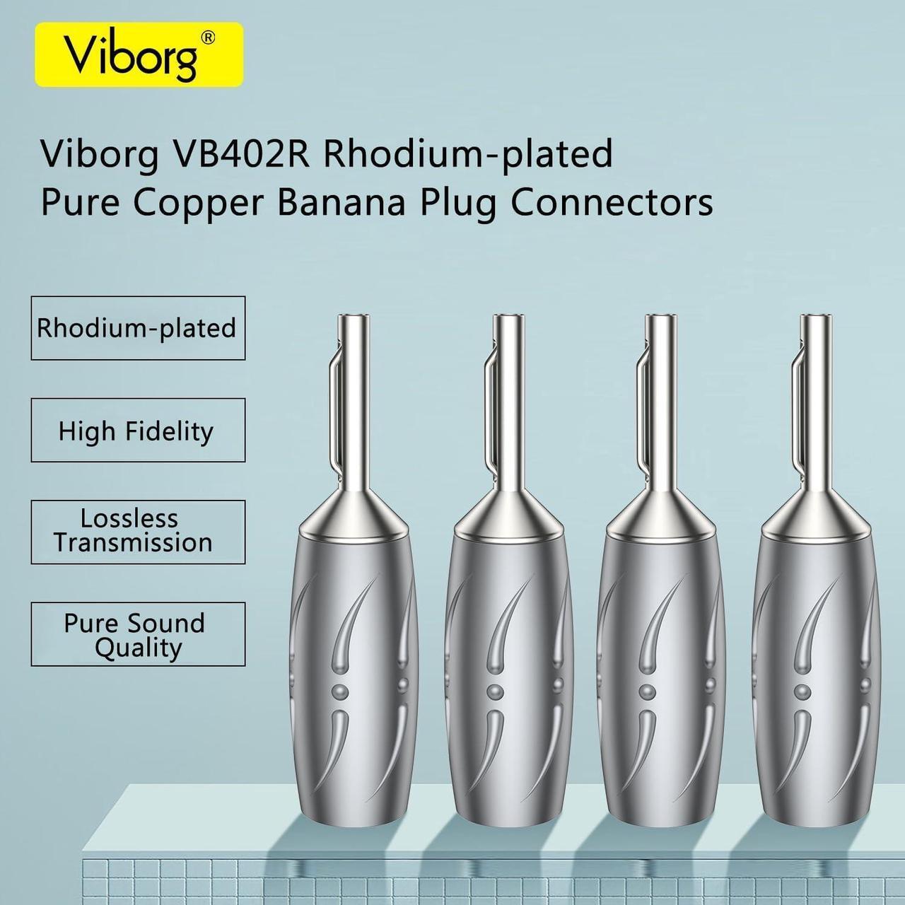 Alt view image 6 of 7 - VB402R Pure Copper Speaker Banana Plugs (4pcs/Set) Rhodium Plated, Hi End Red Copper Audio Banana Connectors for HiFi Speaker Cable Wire DIY