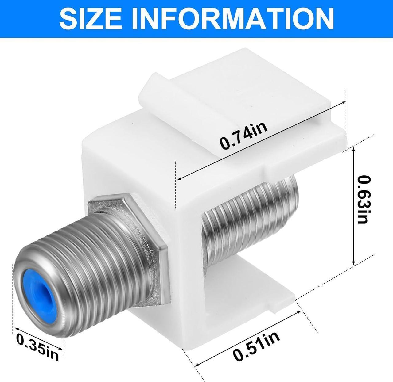 Alt view image 3 of 7 - F-Type RG6 Trapezoidal Jack Insert Socket with Blue Inner Core, Trapezoidal Jack Socket Gender Changer, Screw-Type Audio Speaker Trapezoid for Wall Plate Female to Female (Silver,100 Pcs)