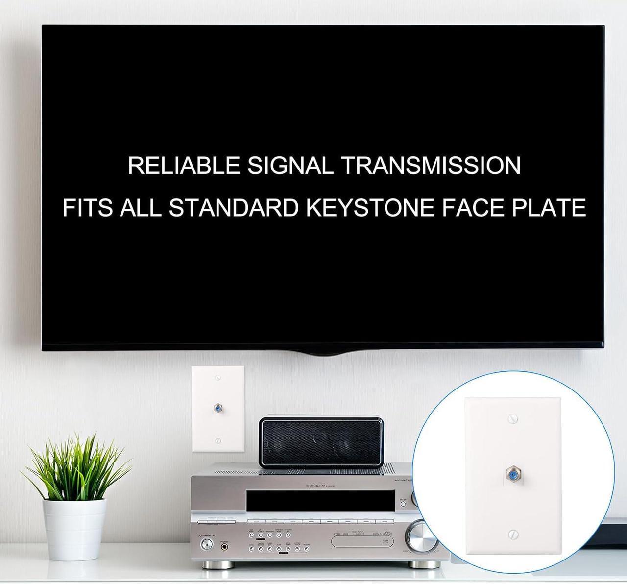 Alt view image 5 of 7 - F-Type RG6 Trapezoidal Jack Insert Socket with Blue Inner Core, Trapezoidal Jack Socket Gender Changer, Screw-Type Audio Speaker Trapezoid for Wall Plate Female to Female (Silver,100 Pcs)