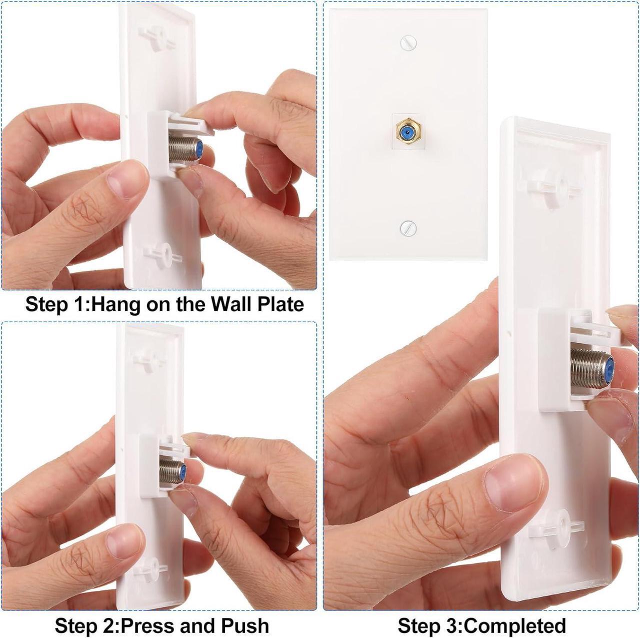 Alt view image 6 of 7 - F-Type RG6 Trapezoidal Jack Insert Socket with Blue Inner Core, Trapezoidal Jack Socket Gender Changer, Screw-Type Audio Speaker Trapezoid for Wall Plate Female to Female (Silver,100 Pcs)
