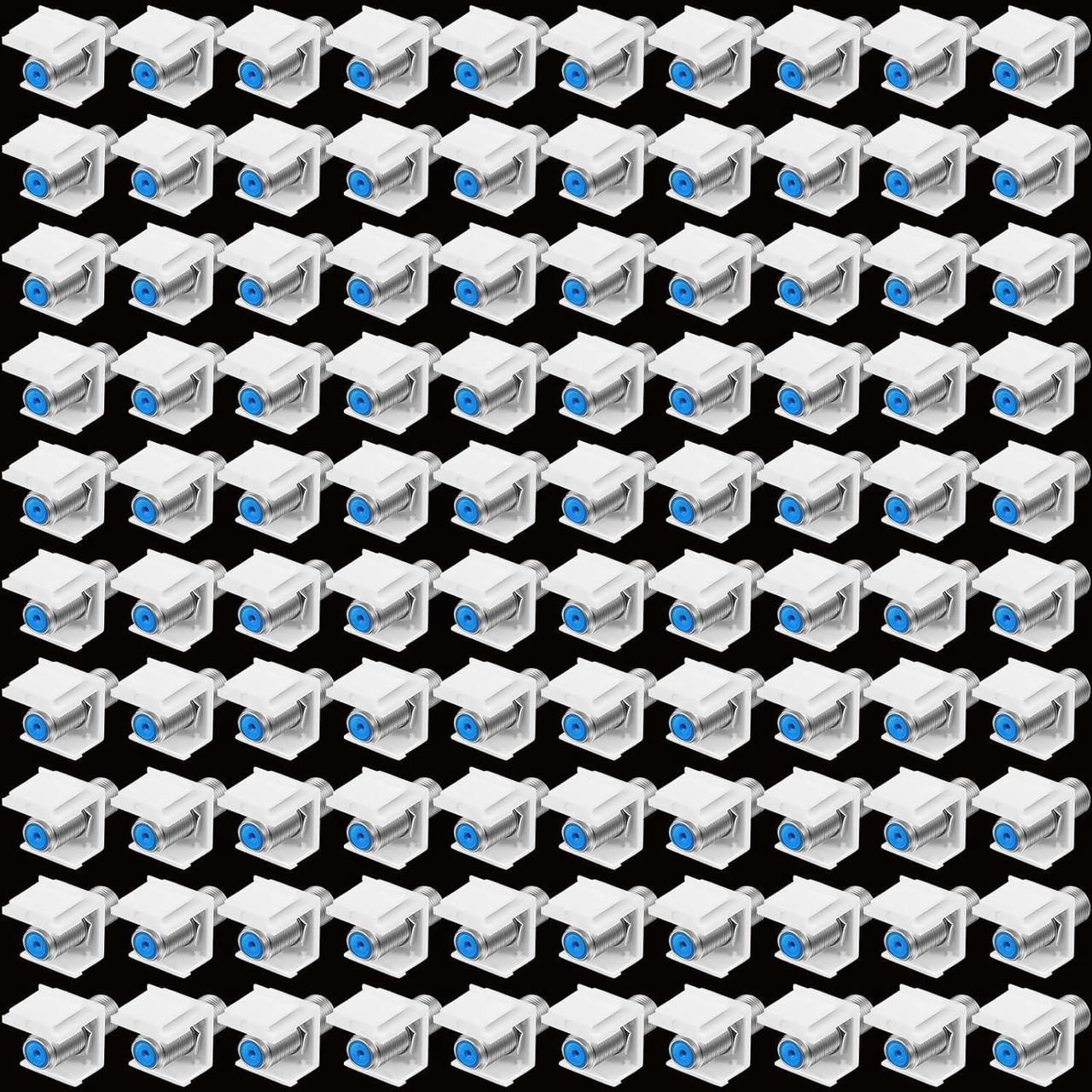 Alt view image 7 of 7 - F-Type RG6 Trapezoidal Jack Insert Socket with Blue Inner Core, Trapezoidal Jack Socket Gender Changer, Screw-Type Audio Speaker Trapezoid for Wall Plate Female to Female (Silver,100 Pcs)