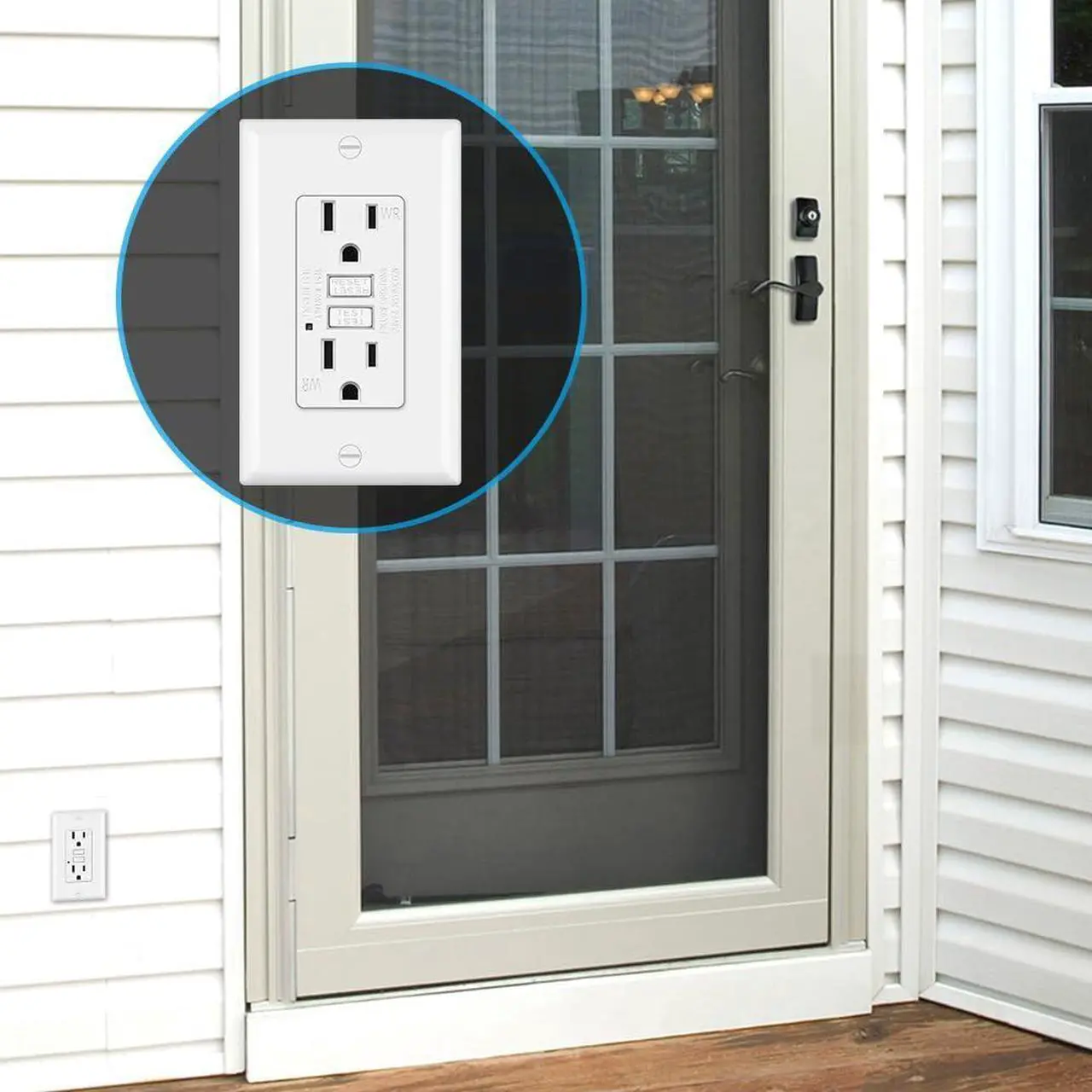 Alt view image 5 of 6 - (20 Pack) UNIELE 15 Amp WR GFCI Receptacle Outlet, Outdoor Weather-Resistant GFI, Ground Fault Circuit Interrupter, Wallplate Included, White