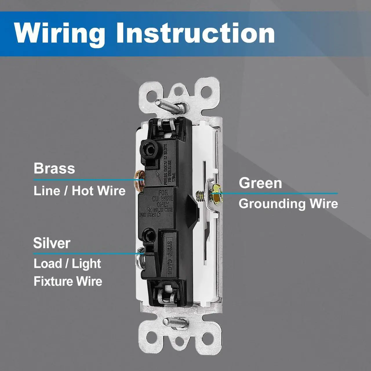 Alt view image 4 of 7 - BESTTEN 100 Pack Single Pole Decorator Wall Light Switch with Wall Plate, 15A 120/277V, On/Off Rocker Paddle Interrupter for LED and Other Lamps, UL Listed, White