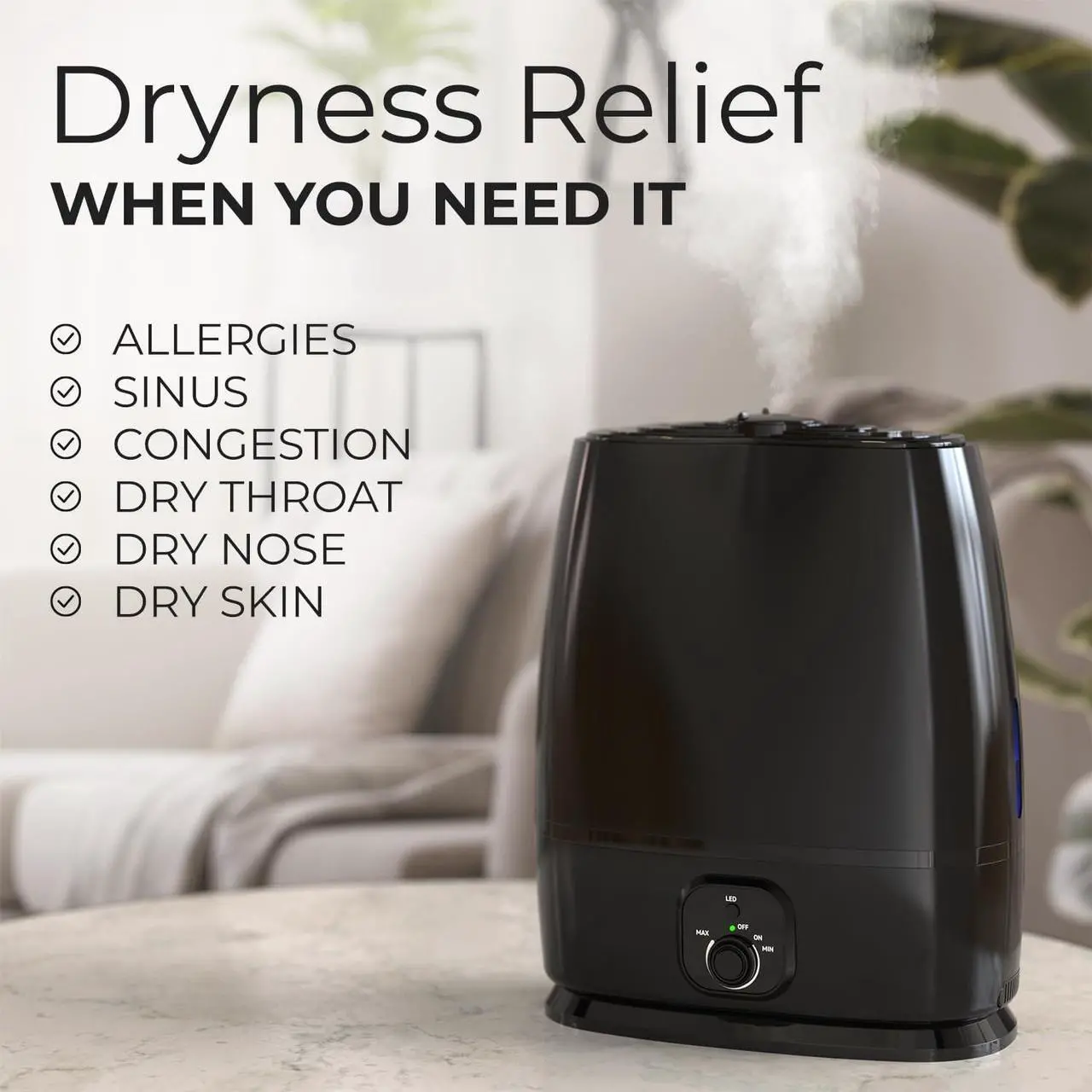 Alt view image 7 of 7 - Comfort Cool Mist Humidifiers for Bedroom 6L - Humidifier Large Room No-Filter, Quiet Air Humidifier for Plants, Baby, Allergies, Dry Skin, Congestion, 50 Hr Run Time, Easy Clean