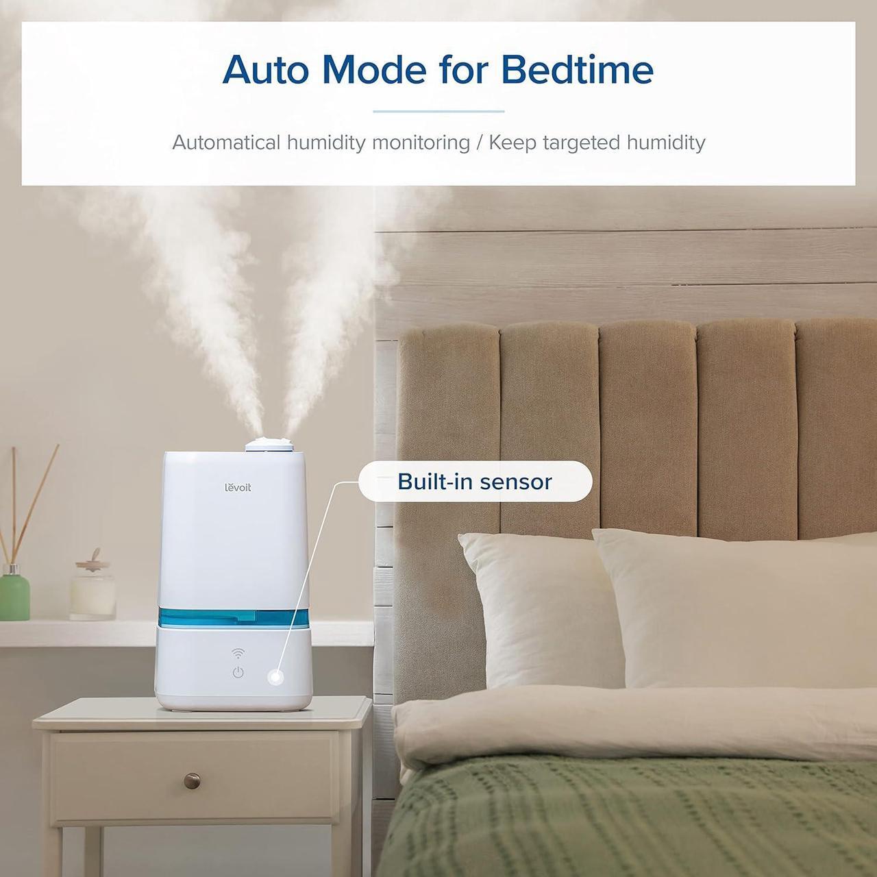 Alt view image 3 of 7 - 4L Smart Cool Mist Humidifier for Home Bedroom with Essential Oils, Customize Humidity for Baby & Plants, APP & Voice Control, Schedule, Timer, Last up to 40Hrs, Whisper Quiet, Handle Design