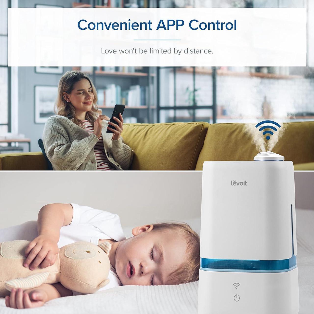 Alt view image 4 of 7 - 4L Smart Cool Mist Humidifier for Home Bedroom with Essential Oils, Customize Humidity for Baby & Plants, APP & Voice Control, Schedule, Timer, Last up to 40Hrs, Whisper Quiet, Handle Design