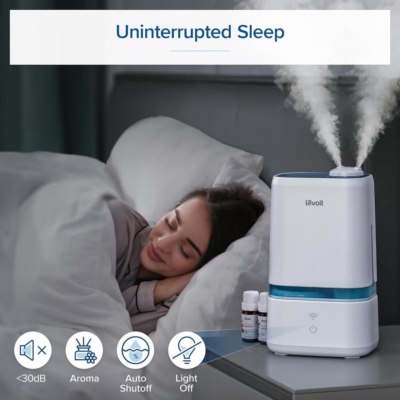 Alt view image 6 of 7 - 4L Smart Cool Mist Humidifier for Home Bedroom with Essential Oils, Customize Humidity for Baby & Plants, APP & Voice Control, Schedule, Timer, Last up to 40Hrs, Whisper Quiet, Handle Design