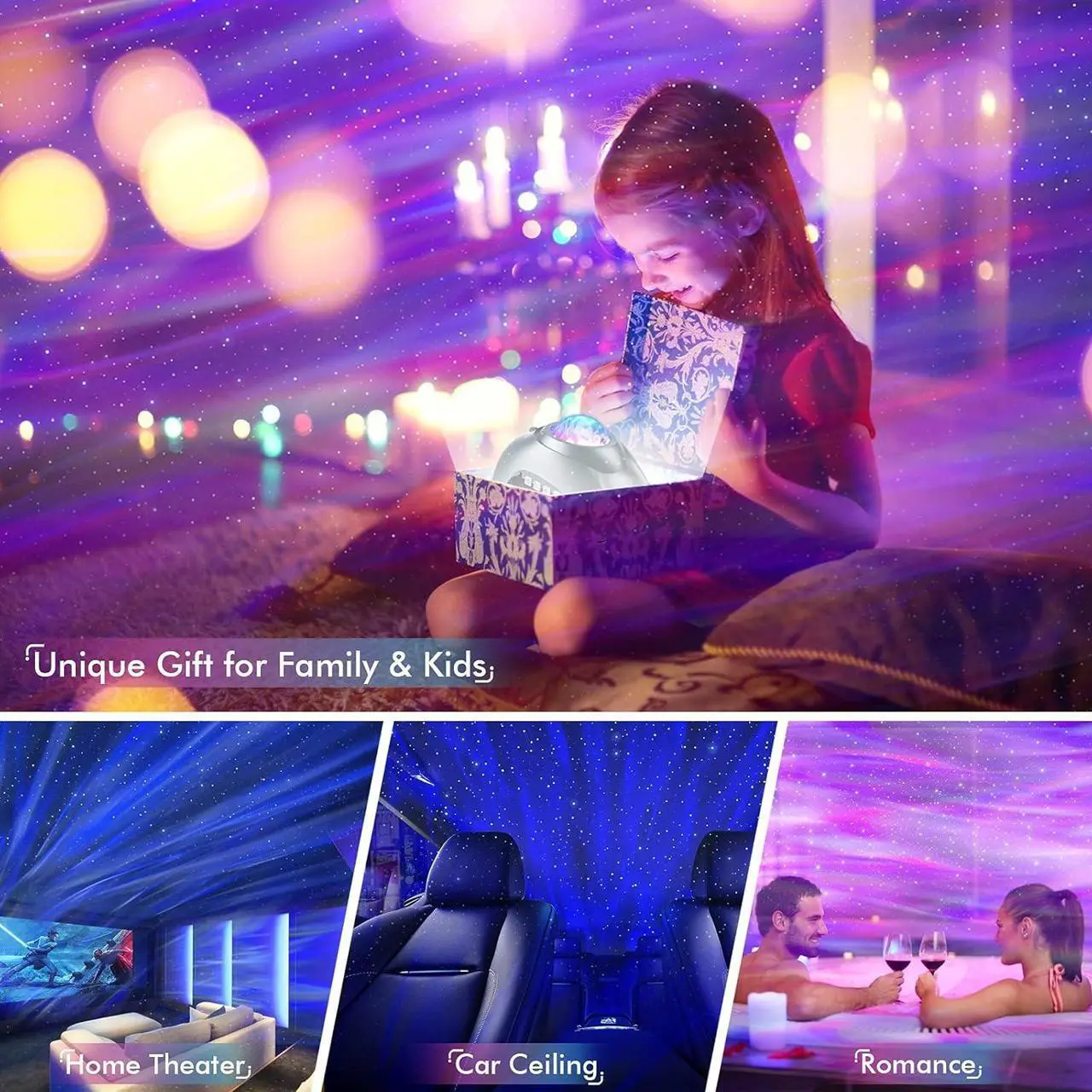 Alt view image 6 of 7 - Galaxy Projector, Star Projector LED Lights for Bedroom, White Noise Aurora Projector, Night Light for Kids Room, Adults Home Theater, Ceiling, Room Decor, Gift for Christmas, Birthday
