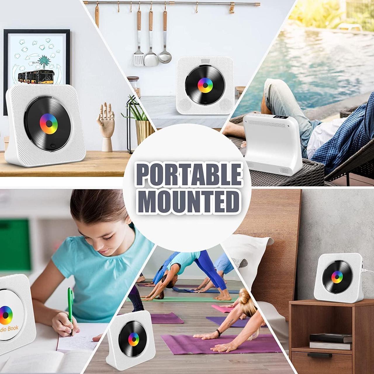 Alt view image 7 of 7 - CD Player Portable Bluetooth Desktop CD Player for Home with Timer Built-in HiFi Speakers with LCD Screen Display Boombox FM Radio USB Type-c