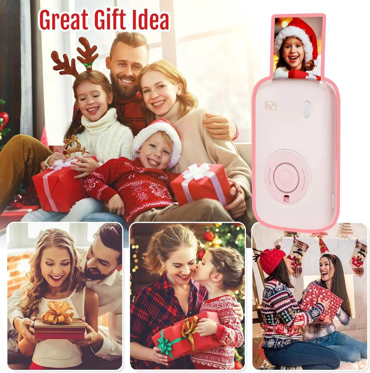 Alt view image 2 of 7 - Mini Photo Printer for iPhone, Smartphone, Portable Instant Picture Printer with Bluetooth, Wireless Thermal Dye Sublimation Photo Printer CP2100 (Pink, Printer + 10 Sheets)