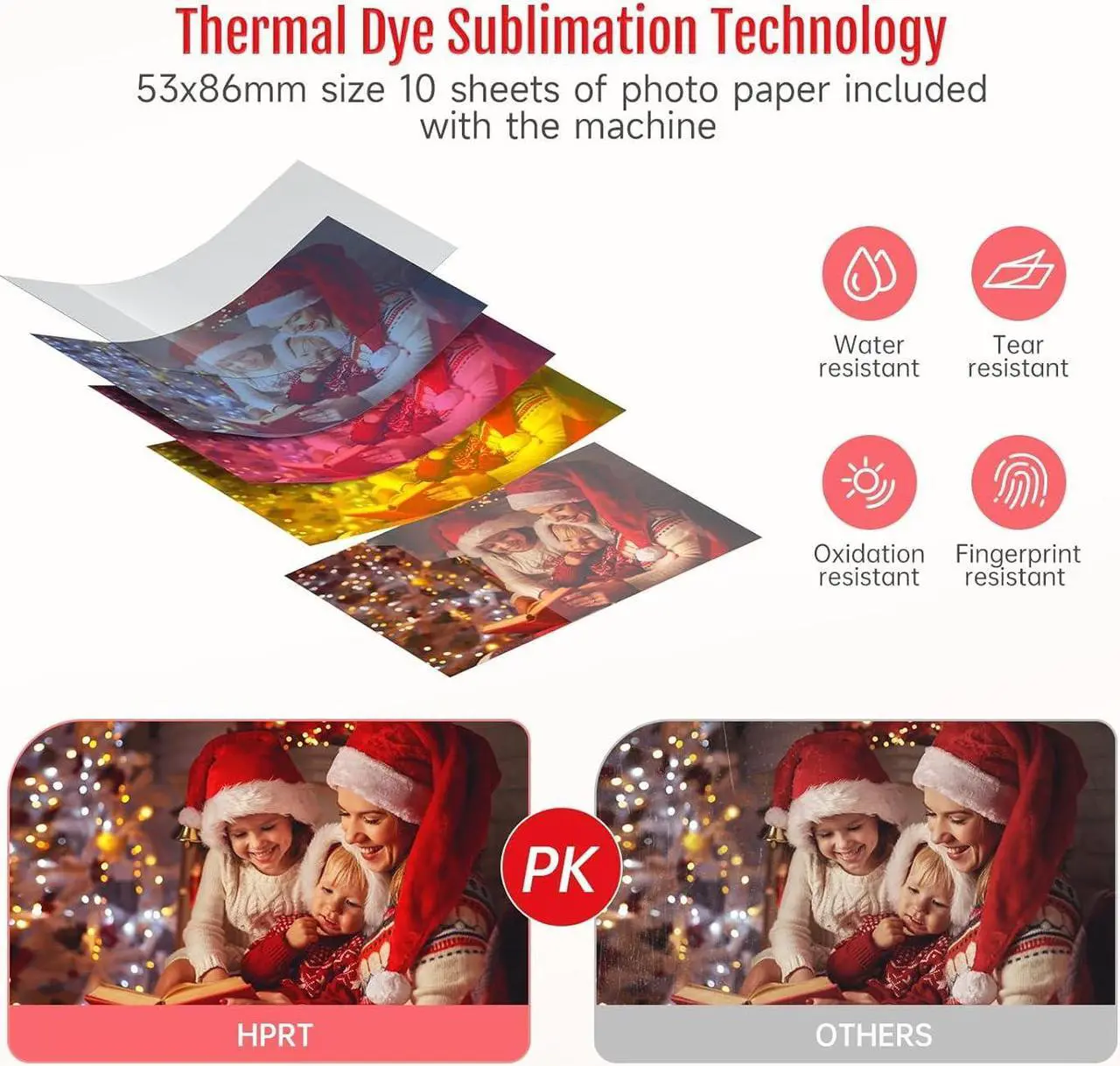 Alt view image 6 of 7 - Mini Photo Printer for iPhone, Smartphone, Portable Instant Picture Printer with Bluetooth, Wireless Thermal Dye Sublimation Photo Printer CP2100 (Pink, Printer + 10 Sheets)
