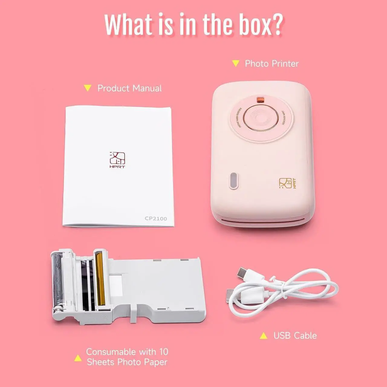 Alt view image 7 of 7 - Mini Photo Printer for iPhone, Smartphone, Portable Instant Picture Printer with Bluetooth, Wireless Thermal Dye Sublimation Photo Printer CP2100 (Pink, Printer + 10 Sheets)