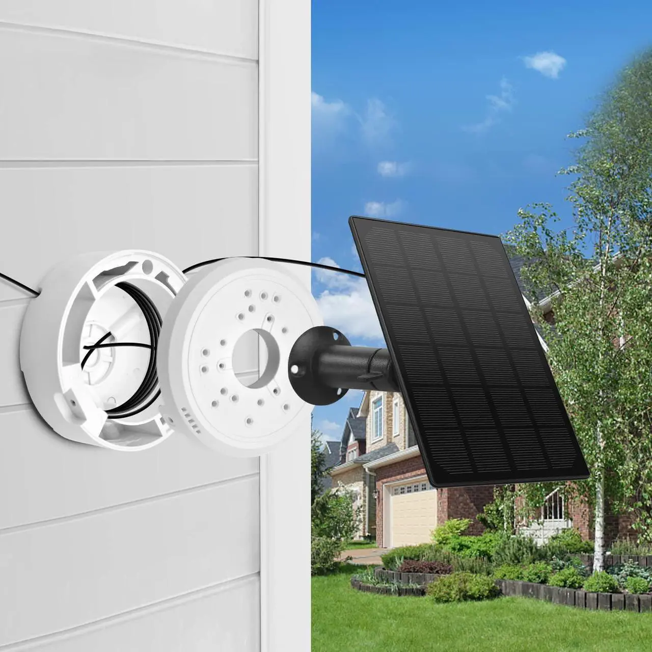 Alt view image 3 of 7 - Universal Junction Box for Bullet Security Camera, Plastic Waterproof Junction Box Mount Bracket, Indoor/Outdoor Wall Ceiling Mount Hide Cable Junction Base Boxes for Arlo and Reolink Solar Panel
