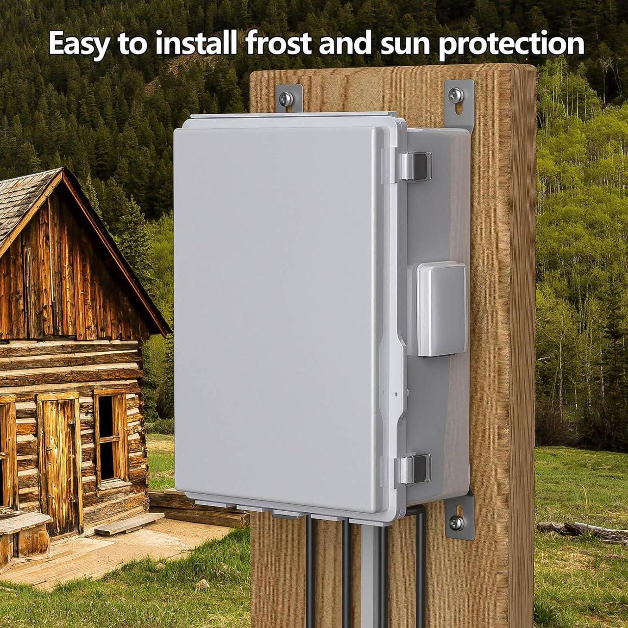 Alt view image 6 of 7 - Electrical Junction Box, Ventilated Design, Cable Grommets, Indoor/Outdoor Use with Mounting Panel & Hinged Cover. Waterproof IP 65. (Grey Cover, 15"x11"x5.1")