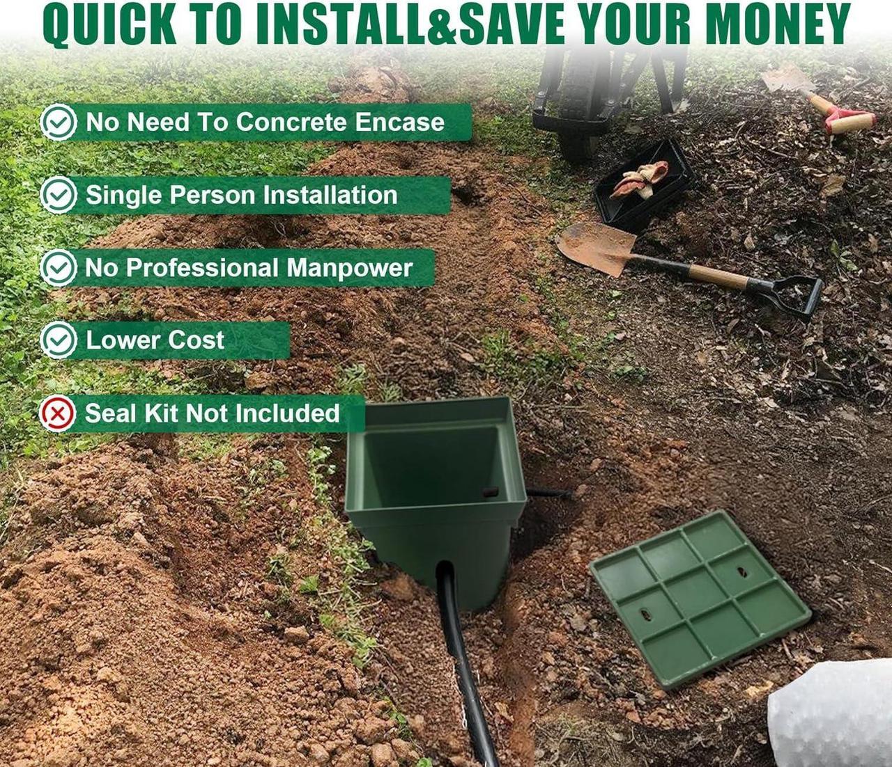 Alt view image 3 of 7 - Underground Splice Box W/FRP Inspection Cover 20x20x20in Large Enclosure Box Precast Polyethylene Distribution Pull Box Access Electrical Junction Boxes Drillable Tapered Wiring Box for Cable