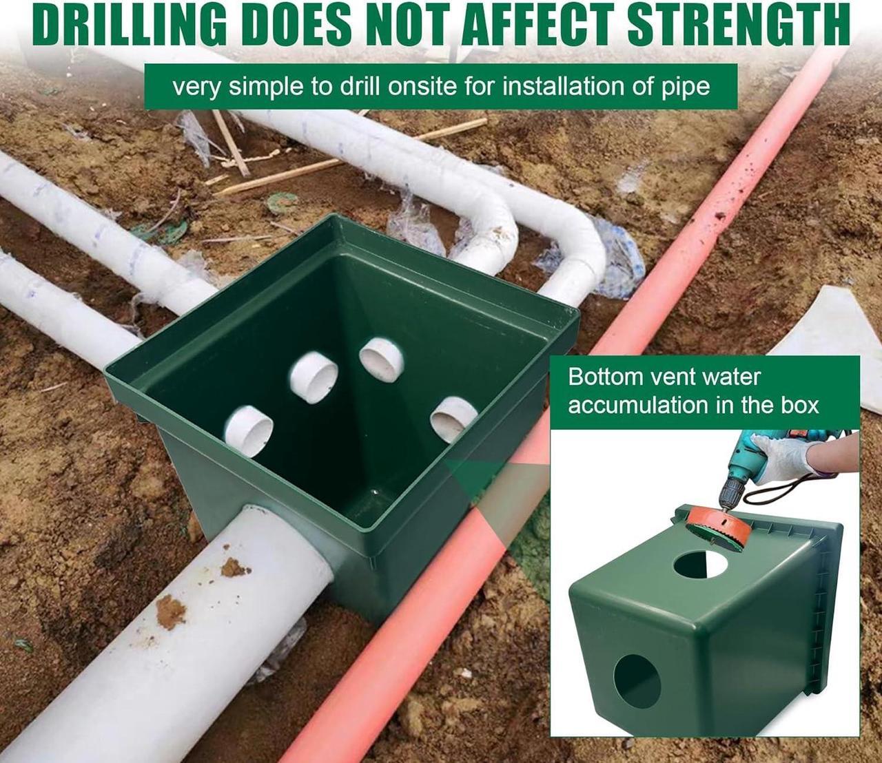 Alt view image 5 of 7 - Underground Splice Box W/FRP Inspection Cover 20x20x20in Large Enclosure Box Precast Polyethylene Distribution Pull Box Access Electrical Junction Boxes Drillable Tapered Wiring Box for Cable