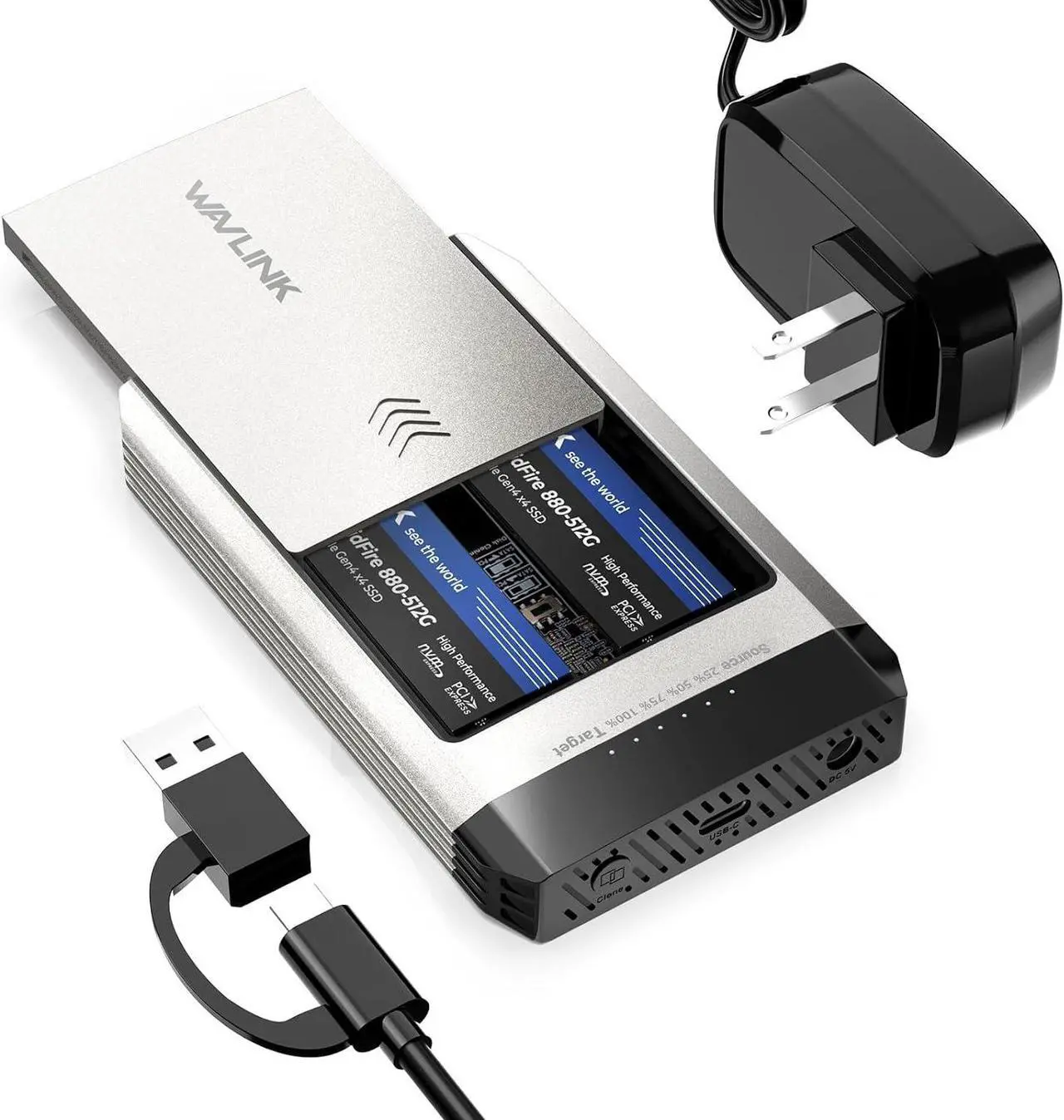 Main image of NVMe Cloner, 20Gbps M.2 Duplicator Dual-Bay Offline Clone Tool-Free, M.2 Cloner with Heat Dissipation, NVMe Enclosure for SSDs PCIe Sizes 2230/2242/2260/2280, Supports NVMe and AHCI, up to 8TB