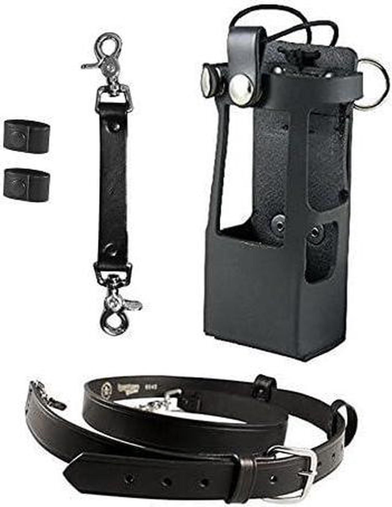 Main image of Leather Bundle Three Items- Anti-Sway Strap for Radio Strap, Firefighter's Radio Strap/Belt, Firefighter's Radio Holder (for Motorola APX 6000XE/8000) (Black)