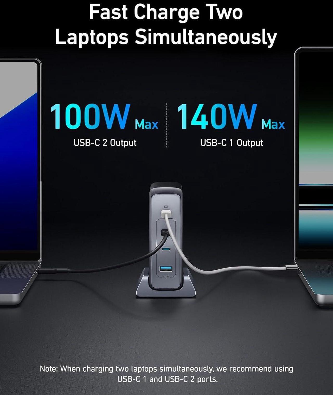 Alt view image 3 of 6 - 240W USB C Charger,  GaN Charger, 4-Port Fast Compact GaN Charger for MacBook Pro/Air, iPhone 16/15/Pro, iPad Pro,  XPS, Galaxy S23/S22, Note20, Pixel,  Watch, and More