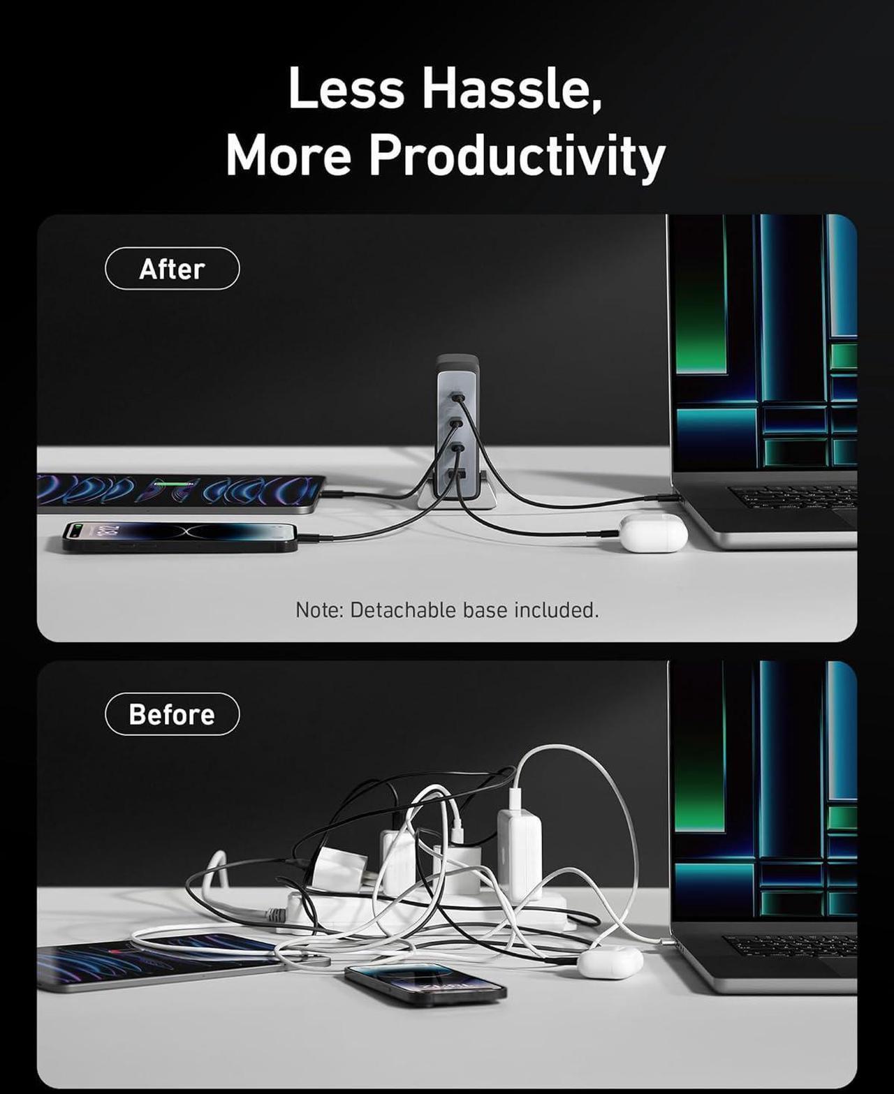 Alt view image 5 of 6 - 240W USB C Charger,  GaN Charger, 4-Port Fast Compact GaN Charger for MacBook Pro/Air, iPhone 16/15/Pro, iPad Pro,  XPS, Galaxy S23/S22, Note20, Pixel,  Watch, and More