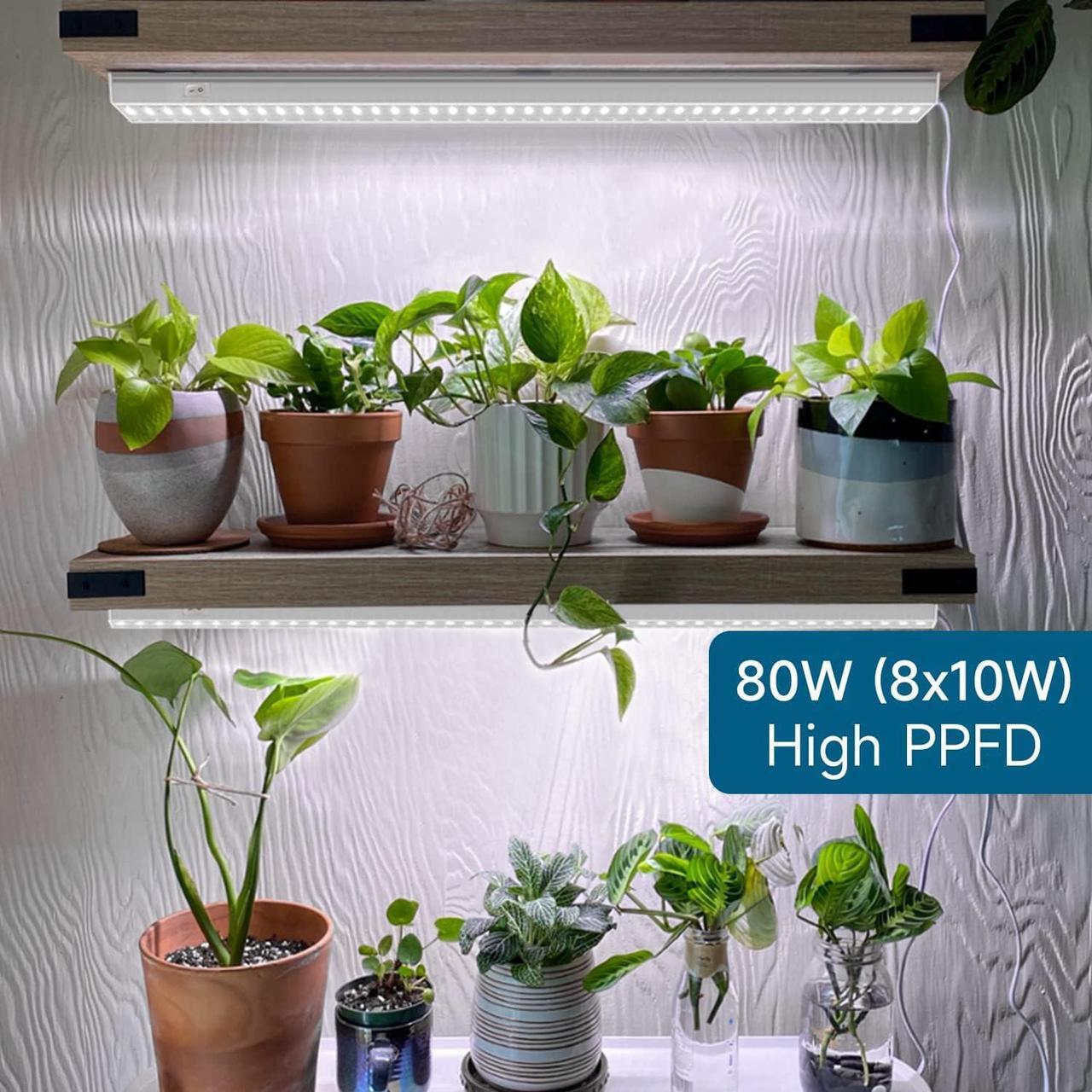 Alt view image 2 of 7 - T5 Grow Lights, 5000K White Full Spectrum LED Grow Lights, 2ft 80W (8 x 10W) Plant Grow Lights for Indoor Plants, Plug and Play, 8-Pack