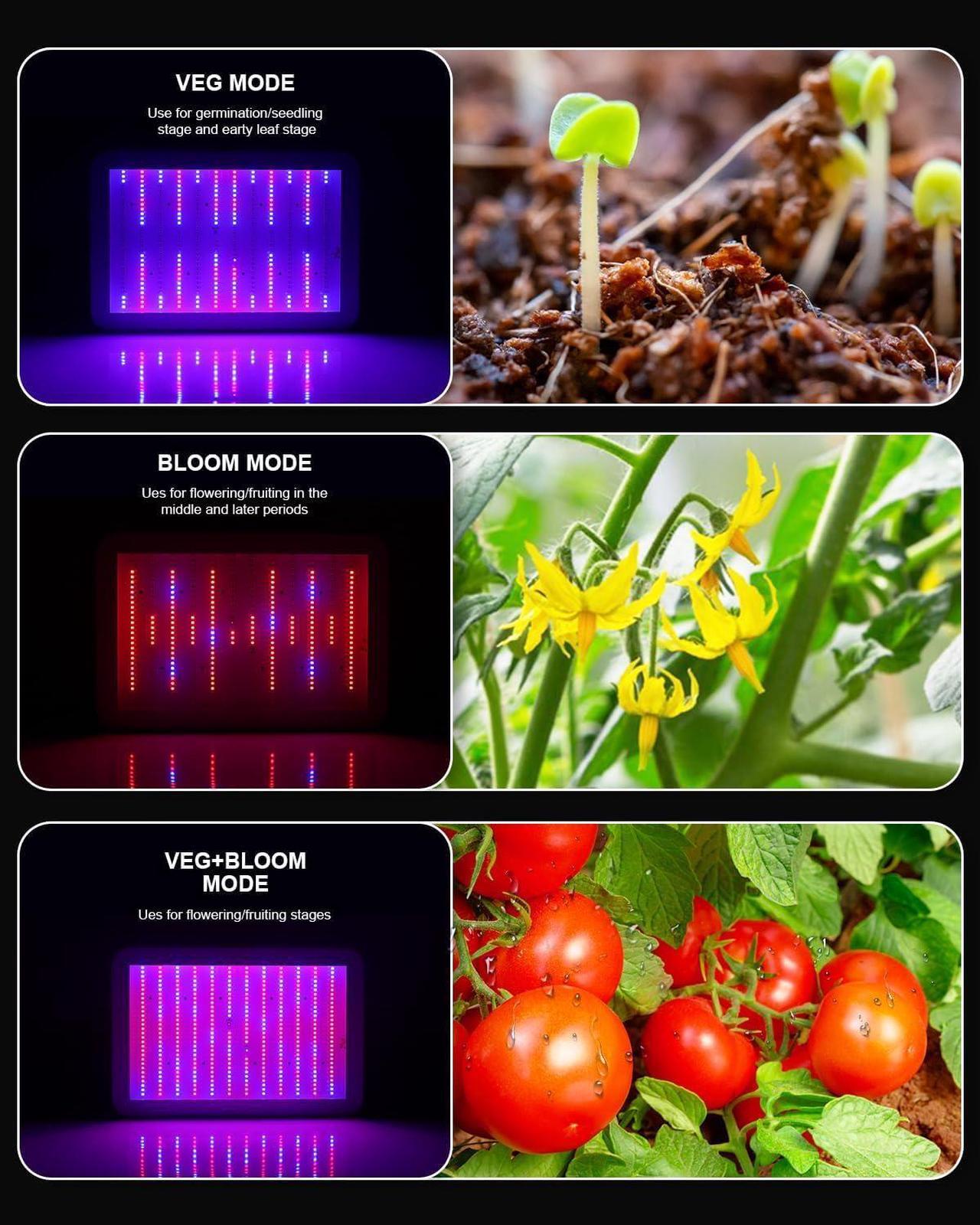Alt view image 6 of 6 - LED Grow Light Full Spectrum 1200W, Plant Grow Light with Veg & Bloom Switch for Hydroponic Indoor Plants LED Grow Lamp with Daisy Chain, Output 140W