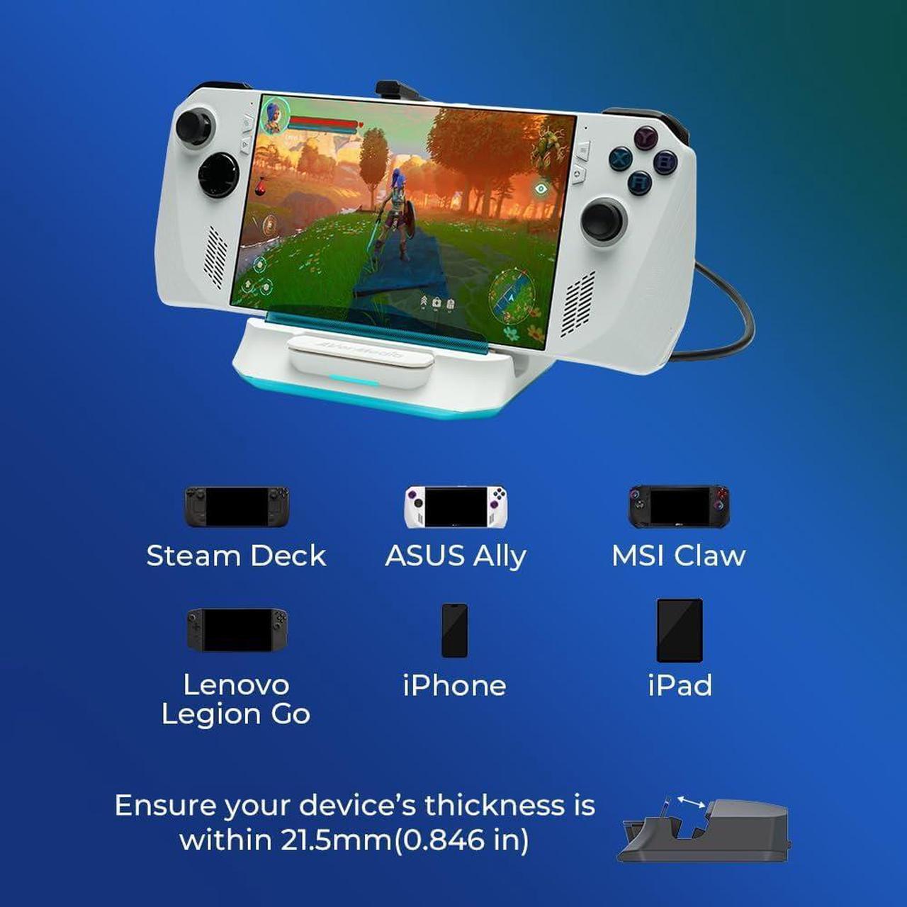 Alt view image 6 of 7 - Steam Deck Dock with HDMI 4K@60Hz, USB C Charging, Screen Mirroring, Video Capture for Steam Deck, ROG Ally, Legion Go,  Claw, Switch, iPhone, iPad - X'TRA GO GC515