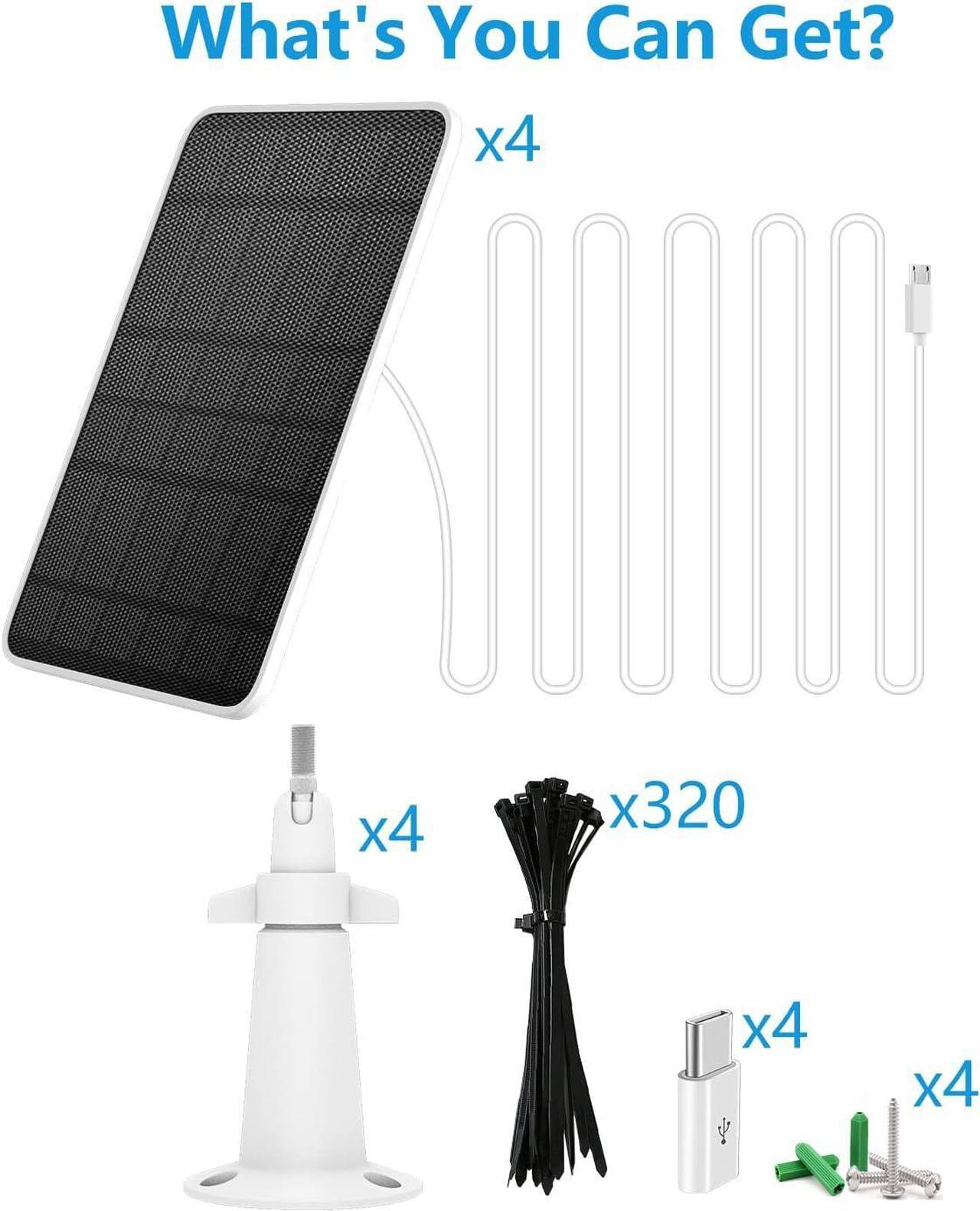 Alt view image 7 of 7 - Solar Panel Charger Compatible with Eufycam 3/3C/2C/2C Pro/E40/E20/2/2 Pro/E/L20/L40/Solo/SoloCam Spotlight, 5W Solar Panel for Eufy Camera, Micro USB & USB-C Port, 9.8ft Cable, P65 Waterproof, 4 Pack