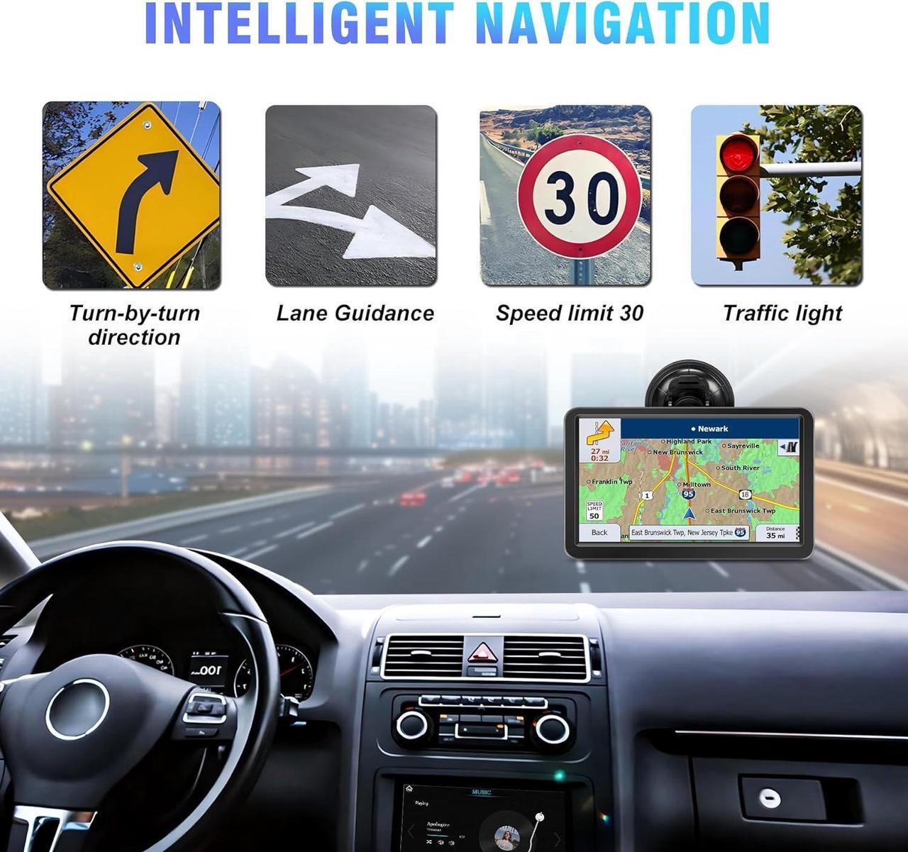 Alt view image 5 of 7 - GPS Navigator for Car, Truck GPS Navigation System, 7 inch 256M+16GB Touch Screen Sat Nav Trucker Vehicle GPS Unit, Voice Turn Direction Guidance, Speed Warning, North America Map Lifetime Free Update